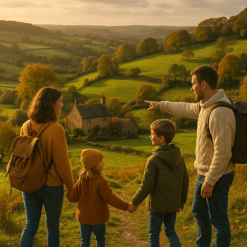 Vista panorámica de la Alhambra en Granada al atardecer con cielo dorado y montañas al fondo