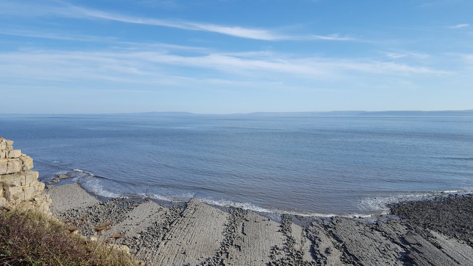 Tranquil seascape at Llantwit Major, showcasing the serene coastline and clear b